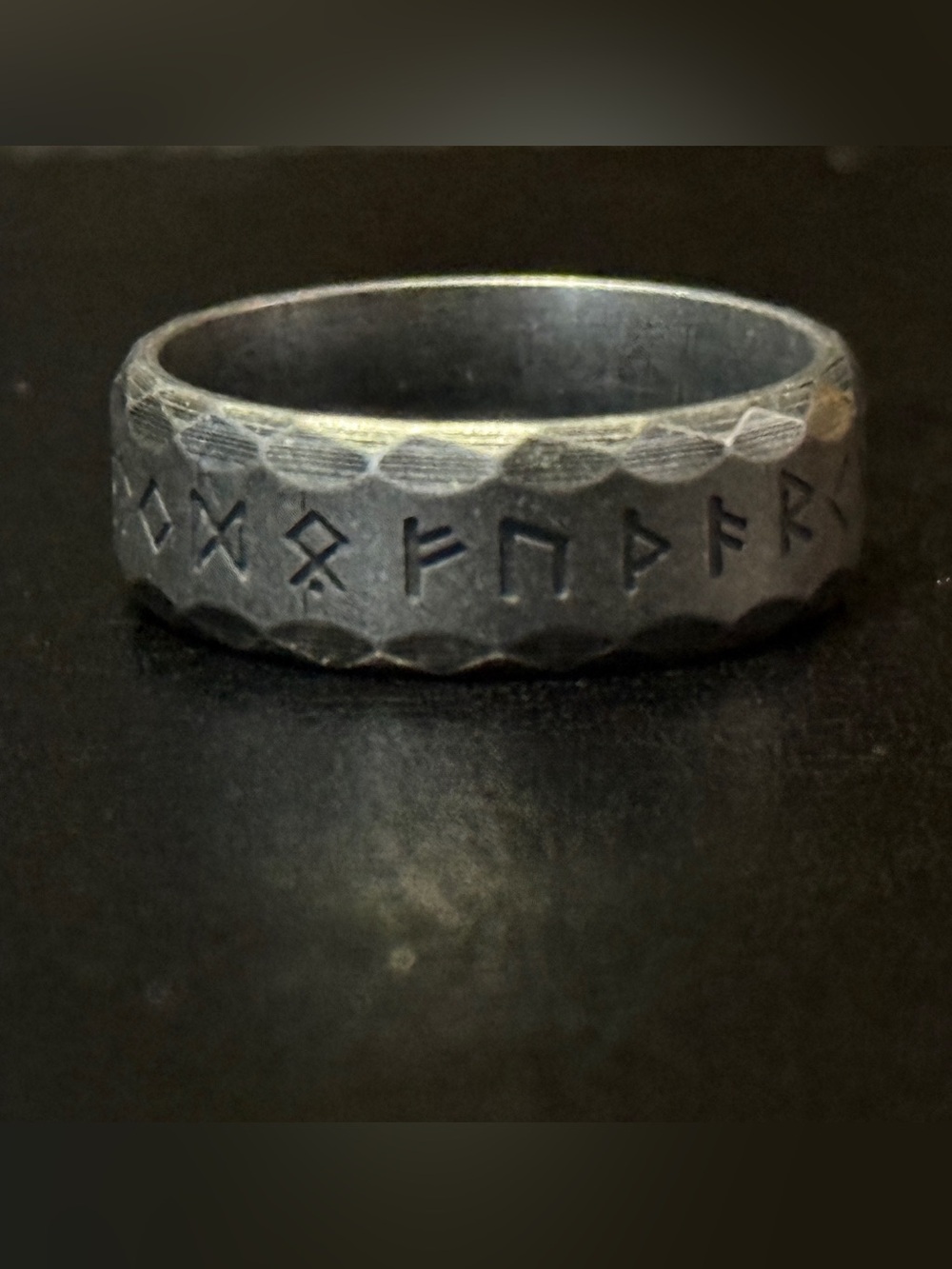 Engraved Rune Silver Band Ring size 11